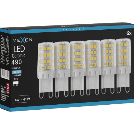 Mexen Aura 6x żarówka LED G9, 4W, Zimno - 6500K, 490 lm - L121-G9-0465-01x06