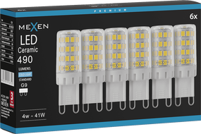 Mexen Aura 6x żarówka LED G9, 4W, Zimno - 6500K, 490 lm - L121-G9-0465-01x06