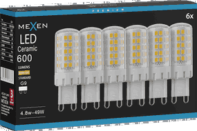 Mexen Aura 6x żarówka LED G9, 4,8W, Ciepła - 3000K, 600 lm - L121-G9-0530-01x06