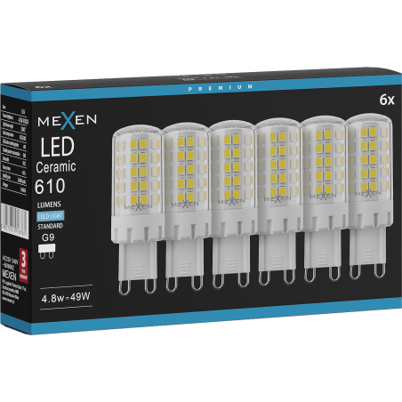 Mexen Aura 6x żarówka LED G9, 4,8W, Zimna - 6500K, 610 lm - L121-G9-0565-01x06