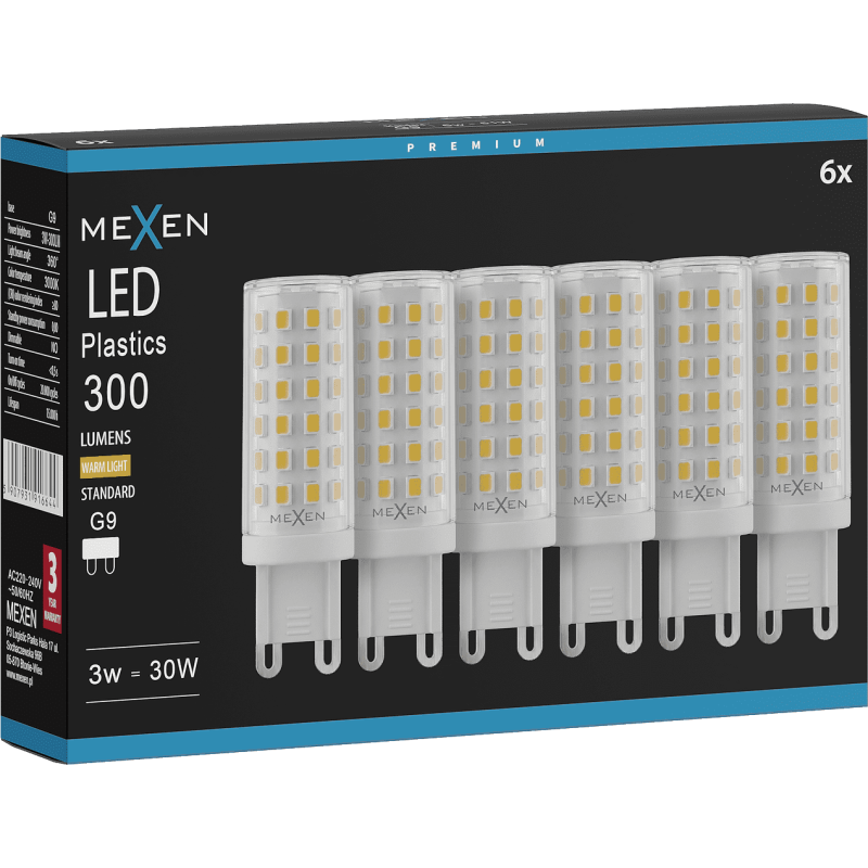 Mexen Aura 6x żarówka LED G9, 6W, Ciepła - 3000K, 660 lm - L121-G9-0630-01x06