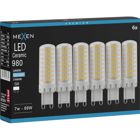 Mexen Aura 6x żarówka LED G9, 7W, Zimna - 6500K, 980 lm - L121-G9-0765-01x06