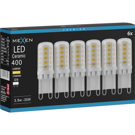 Mexen Aura 6x żarówka LED ściemnialna G9, 3,5W, Ciepła - 3000K, 400 lm - L122-G9-0330-01x06