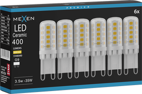 Mexen Aura 6x żarówka LED ściemnialna G9, 3,5W, Ciepła - 3000K, 400 lm - L122-G9-0330-01x06