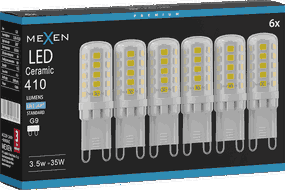Mexen Aura 6x żarówka LED ściemnialna G9, 3,5W, Zimna - 6500K, 410 lm - L122-G9-0365-01x06