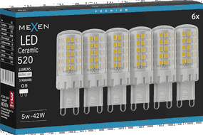 Mexen Aura 6x żarówka LED ściemnialna G9, 5W, Neutralna - 4000K, 520 lm - L122-G9-0540-01x06
