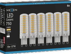 Mexen Aura 6x żarówka LED ściemnialna G9, 6W, Ciepła - 3000K, 750 lm - L122-G9-0630-01x06
