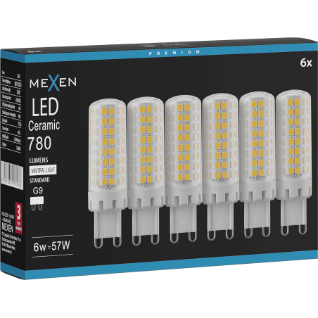 Mexen Aura 6x żarówka LED ściemnialna G9, 6W, Neutralna - 4000K, 780 lm - L122-G9-0640-01x06