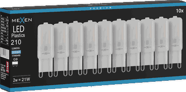 Mexen Aura 10x żarówka LED G9, 2W, Zimna - 6500K, 210 lm - L120-G9-0265-01x10