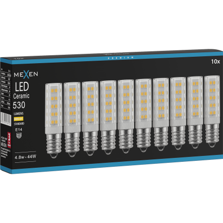Mexen Aura 10x żarówka LED E14, 4,8W, Ciepła - 3000K, 530 lm - L121-E14-0530-01x10