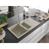 Mexen Matias 1.5-bowl granite sink with drainer and Duero kitchen tap, beige - 6502-69-671600-00