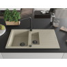 Mexen Matias granitische spoelbak 1,5-baks met afdruipgedeelte en keukenmengkraan Duero, beige - 6502-69-671600-70