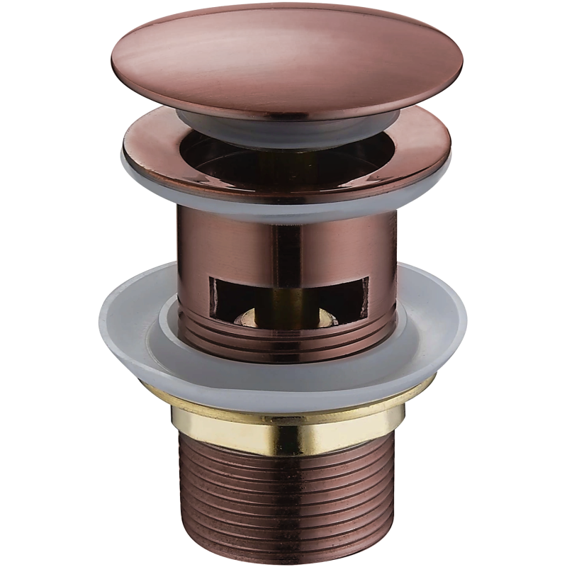 Mexen click-clack round sink plug with overflow, antique copper - 79920-45