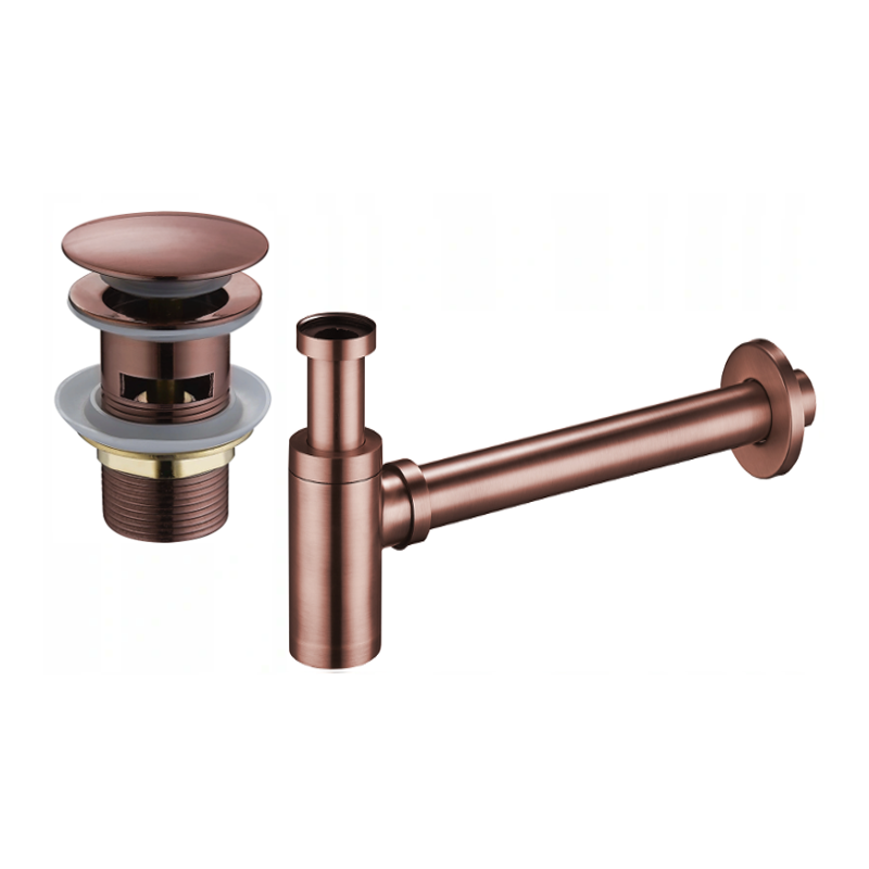 Mexen ronde wastafel sifon met klik-klak plug, met overloop, antiek koper - 7992050-45
