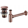 Mexen semisifón de lavabo redondo con tapón clic-clac, con rebosadero, cobre antiguo - 7992050-45