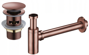 Mexen sifone semplificato per lavabo rotondo con tappo clic-clac, con troppo pieno, rame antico - 7992050-45