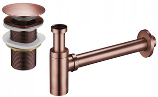 Mexen medio sifón de lavabo redondo con tapón clic-clac, sin rebosadero, cobre antiguo - 7991050-45