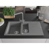 Mexen Matias 1,5-Schalen Granitspüle mit Abtropffläche und Küchenarmatur Duero, grau - 6502-71-671600-71