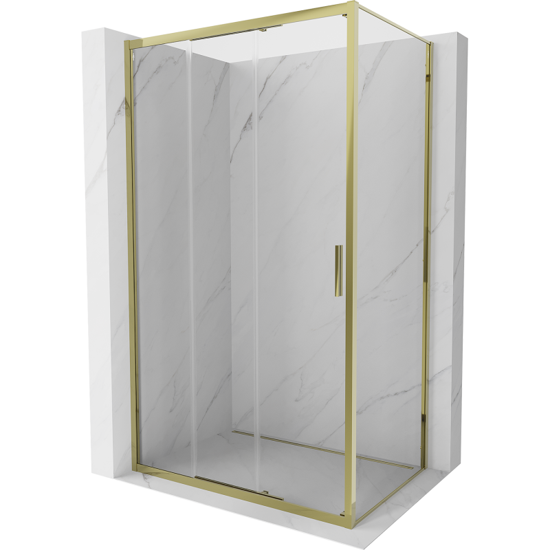Mexen Exo-3S kabina prysznicowa rozsuwana 80 x 85 cm, transparent, złota - 8153-080-085-50-00