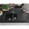 Mexen Matias fregadero de granito de 1,5 senos con escurridor y grifo de cocina Duero, negro - 6502-77-671600-00