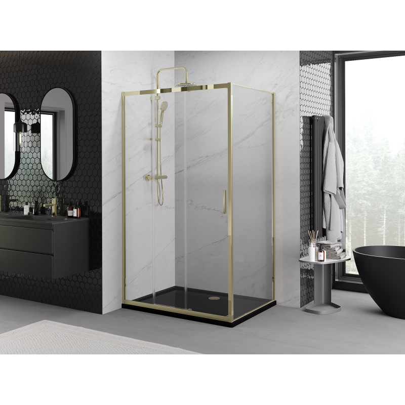 Mexen Exo-3S kabina prysznicowa rozsuwana 80 x 95 cm, transparent, złota - 8153-080-095-50-00