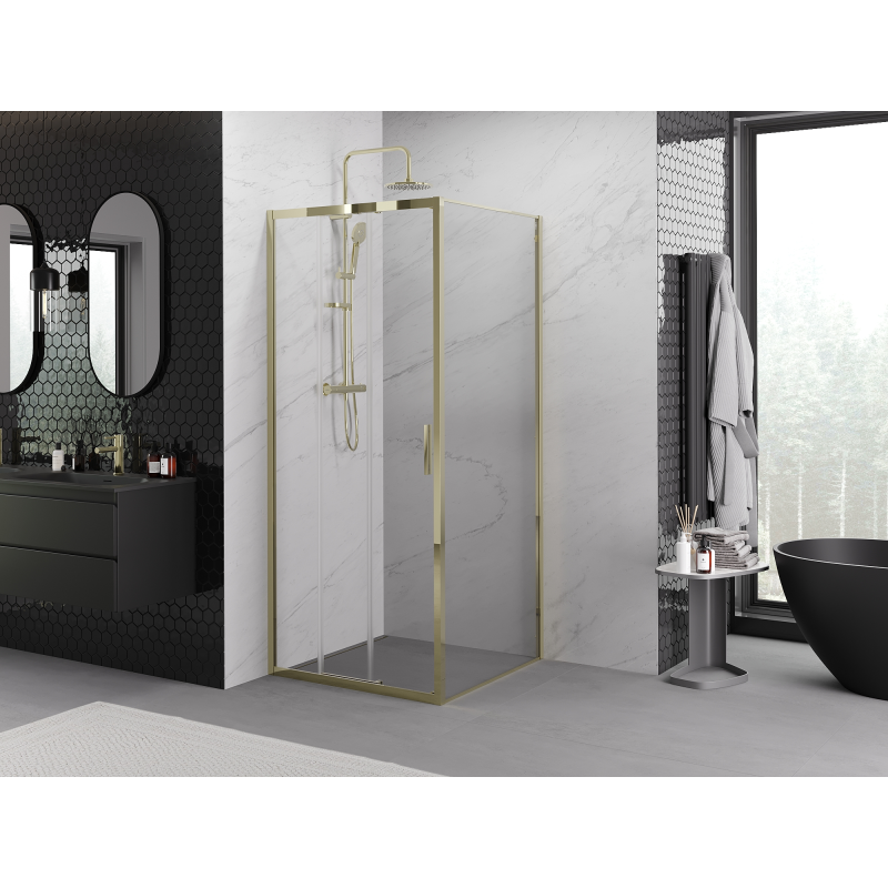 Mexen Exo-3S kabina prysznicowa rozsuwana 95 x 95 cm, transparent, złota - 8153-095-095-50-00