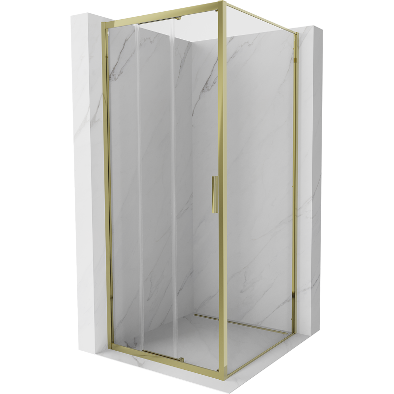 Mexen Exo-3S kabina prysznicowa rozsuwana 100 x 100 cm, transparent, złota - 8153-100-100-50-00