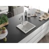 Mexen Milo 1-bowl granite sink with Duero kitchen tap, white - 6505-20-671600-00