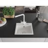 Mexen Milo 1-bowl granite sink with Duero kitchen tap, white - 6505-20-671600-20