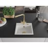 Mexen Milo 1-bowl granite sink with Duero kitchen tap, white - 6505-20-671600-50