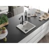 Mexen Milo 1-bowl granite kitchen sink with Duero kitchen tap, white - 6505-20-671600-70