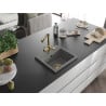 Mexen Milo granite kitchen sink 1-bowl with Duero kitchen faucet, gray - 6505-71-671600-50