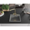 Mexen Milo granite kitchen sink 1-bowl with Duero kitchen faucet, gray - 6505-71-671600-50
