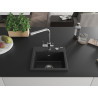 Mexen Milo granitische spoelbak met 1 bak en Duero keukenkraan, zwart/zilveren metallic - 6505-73-671600-00