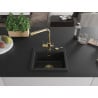 Mexen Milo 1-bowl granite sink with Duero kitchen tap, black/silver metallic - 6505-73-671600-50