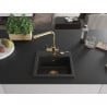 Mexen Milo 1-bowl granite kitchen sink with Duero tap, black/gold metallic - 6505-75-671600-50