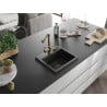 Mexen Milo lavello in granito a 1 vasca con miscelatore da cucina Duero, nero/metallo dorato - 6505-75-671600-50-B