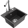 Mexen Milo granieten spoelbak 1-komor met Duero keukenkraan, zwart gespikkeld - 6505-76-671600-00