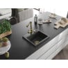 Mexen Milo Granite Sink 1-Bowl with Duero Kitchen Tap, Black Speckled - 6505-76-671600-50