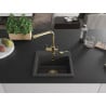 Mexen Milo Granite Sink 1-Bowl with Duero Kitchen Tap, Black Speckled - 6505-76-671600-50