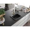 Mexen Milo 1-bowl granite sink with Duero kitchen tap, black - 6505-77-671600-50-B