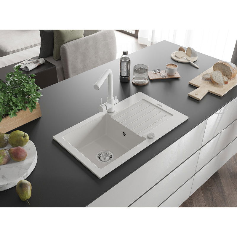 Mexen Pablo 1-Kummer Granitspullsteen mat Oflaaf an Kichendusch Duero, wäiss - 6510-20-671600-20