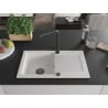 Mexen Pablo 1-Bowl Granite Sink with Drainer and Duero Kitchen Faucet, White - 6510-20-671600-70