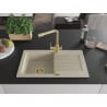 Mexen Pablo 1-bowl granite sink with drainer and kitchen faucet Duero, beige - 6510-69-671600-50