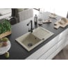 Mexen Pablo 1-bowl Granite Sink with Drainer and Duero Kitchen Faucet, Beige - 6510-69-671600-70