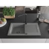 Mexen Pablo Granitspüle 1-beckig mit Abtropffläche und Küchenarmatur Duero, grau - 6510-71-671600-70-B