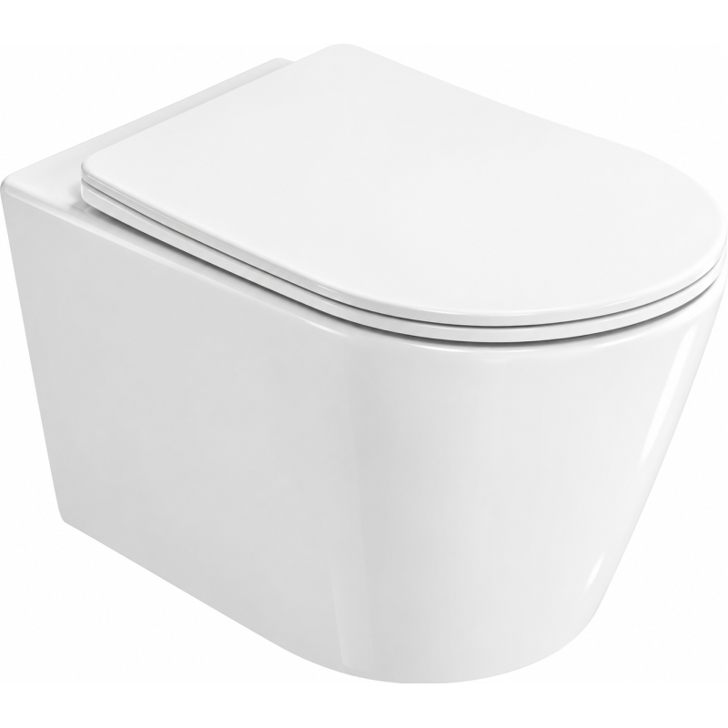 Mexen Rico 2.0 WC školjka Rimless Tornado s slim desko, duroplast, belo sijaj - 3072L4000T