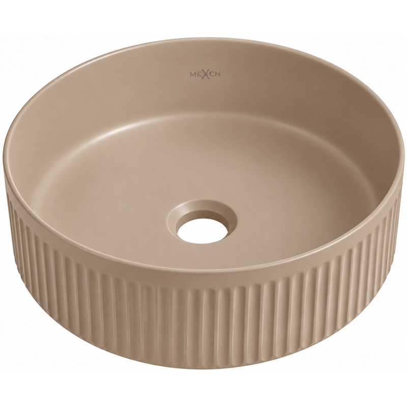 Mexen Grovo umywalka nablatowa ryflowana 35 x 35 cm, cappuccino mat - 22303564