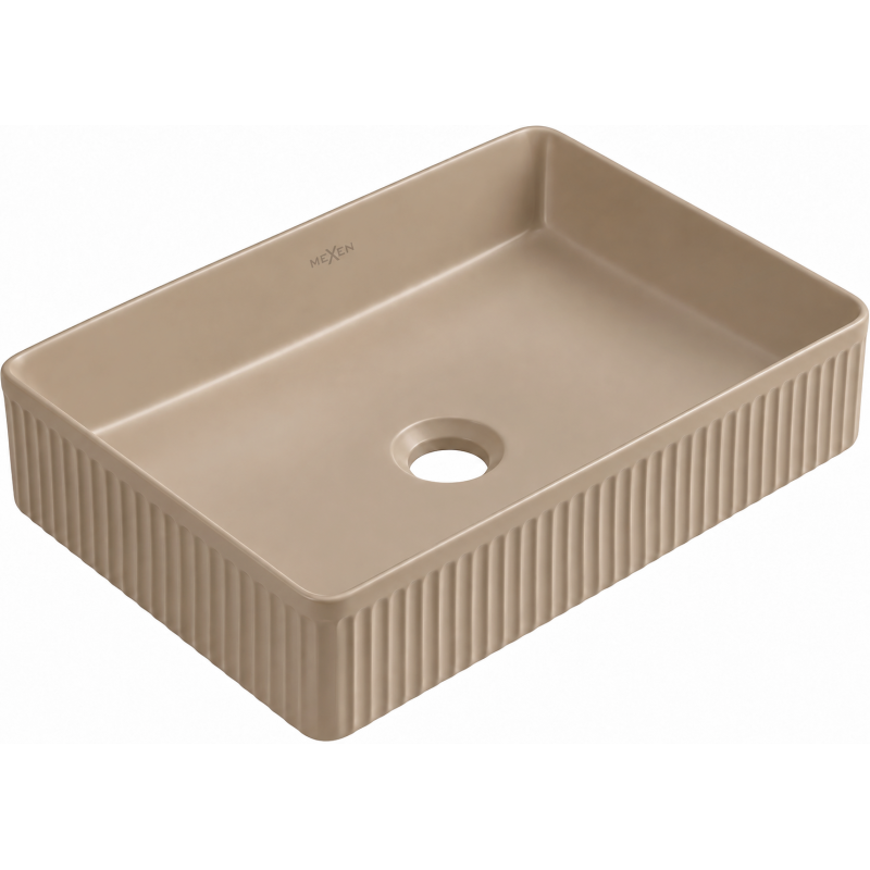 Mexen Grovo umywalka nablatowa ryflowana 50 x 34 cm, cappuccino mat - 22305064