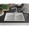 Mexen Tomas fregadero de granito de 2 senos con grifo de cocina Duero, blanco - 6516-20-671600-00